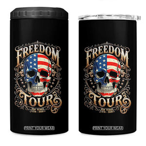 Freedom Tour 250 Years 1776-2026 American Flag Skull 4 in 1 Can Cooler Tumbler Rock Aesthetic Patriotic Semiquincentennial 250th Anniversary TS02 One Size: 16 oz Black Print Your Wear