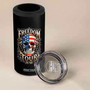 Freedom Tour 250 Years 1776-2026 American Flag Skull 4 in 1 Can Cooler Tumbler Rock Aesthetic Patriotic Semiquincentennial 250th Anniversary TS02 Print Your Wear