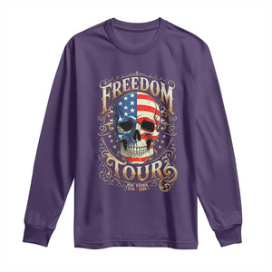 Freedom Tour 250 Years 1776-2026 American Flag Skull Long Sleeve Shirt Rock Aesthetic Patriotic Semiquincentennial 250th Anniversary TS02 Purple Print Your Wear