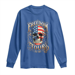Freedom Tour 250 Years 1776-2026 American Flag Skull Long Sleeve Shirt Rock Aesthetic Patriotic Semiquincentennial 250th Anniversary TS02 Royal Blue Print Your Wear