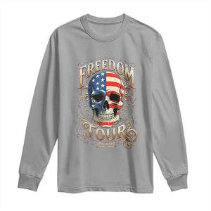 Freedom Tour 250 Years 1776-2026 American Flag Skull Long Sleeve Shirt Rock Aesthetic Patriotic Semiquincentennial 250th Anniversary TS02 Sport Gray Print Your Wear