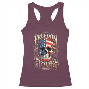 Freedom Tour 250 Years 1776-2026 American Flag Skull Racerback Tank Top Rock Aesthetic Patriotic Semiquincentennial 250th Anniversary TS02 Maroon Print Your Wear