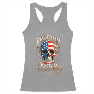 Freedom Tour 250 Years 1776-2026 American Flag Skull Racerback Tank Top Rock Aesthetic Patriotic Semiquincentennial 250th Anniversary TS02 Sport Gray Print Your Wear