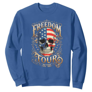 Freedom Tour 250 Years 1776-2026 American Flag Skull Sweatshirt Rock Aesthetic Patriotic Semiquincentennial 250th Anniversary TS02 Royal Blue Print Your Wear