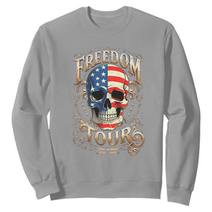 Freedom Tour 250 Years 1776-2026 American Flag Skull Sweatshirt Rock Aesthetic Patriotic Semiquincentennial 250th Anniversary TS02 Sport Gray Print Your Wear