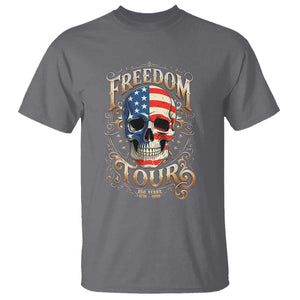 Freedom Tour 250 Years 1776-2026 American Flag Skull T Shirt Rock Aesthetic Patriotic Semiquincentennial 250th Anniversary TS02 Charcoal Print Your Wear