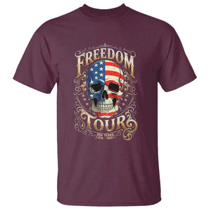 Freedom Tour 250 Years 1776-2026 American Flag Skull T Shirt Rock Aesthetic Patriotic Semiquincentennial 250th Anniversary TS02 Maroon Print Your Wear
