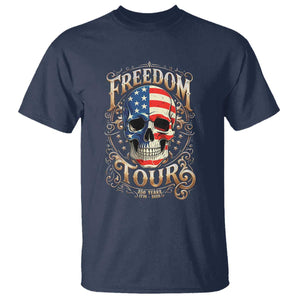 Freedom Tour 250 Years 1776-2026 American Flag Skull T Shirt Rock Aesthetic Patriotic Semiquincentennial 250th Anniversary TS02 Navy Print Your Wear