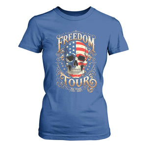 Freedom Tour 250 Years 1776-2026 American Flag Skull T Shirt For Women Rock Aesthetic Patriotic Semiquincentennial 250th Anniversary TS02 Royal Blue Print Your Wear