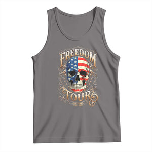 Freedom Tour 250 Years 1776-2026 American Flag Skull Tank Top Rock Aesthetic Patriotic Semiquincentennial 250th Anniversary TS02 Deep Heather Print Your Wear