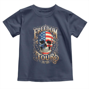 Freedom Tour 250 Years 1776-2026 American Flag Skull Toddler T Shirt Rock Aesthetic Patriotic Semiquincentennial 250th Anniversary TS02 Navy Print Your Wear