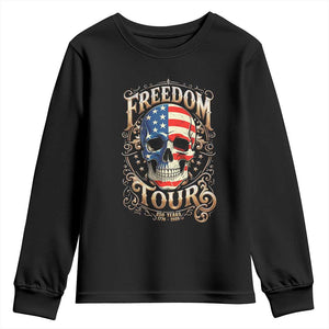 Freedom Tour 250 Years 1776-2026 American Flag Skull Youth Sweatshirt Rock Aesthetic Patriotic Semiquincentennial 250th Anniversary TS02 Black Print Your Wear