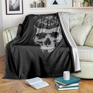 If I Fits I Sits Funny Cat in Skull Throw Blanket Dark Aesthetic Goth Cat Lover Gift for Macabre and Meme Fans TS02 Print Your Wear
