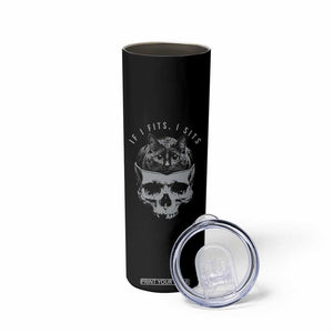 If I Fits I Sits Funny Cat in Skull Skinny Tumbler Dark Aesthetic Goth Cat Lover Gift for Macabre and Meme Fans TS02 Print Your Wear