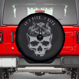If I Fits I Sits Funny Cat in Skull Spare Tire Cover Dark Aesthetic Goth Cat Lover Gift for Macabre and Meme Fans TS02 Black Print Your Wear
