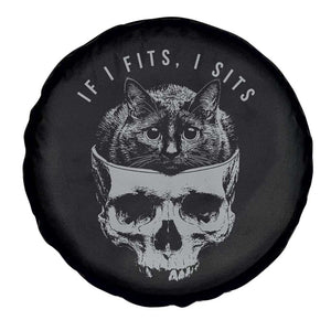 If I Fits I Sits Funny Cat in Skull Spare Tire Cover Dark Aesthetic Goth Cat Lover Gift for Macabre and Meme Fans TS02 Print Your Wear