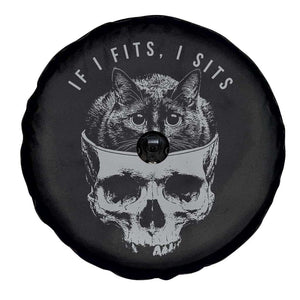 If I Fits I Sits Funny Cat in Skull Spare Tire Cover Dark Aesthetic Goth Cat Lover Gift for Macabre and Meme Fans TS02 Print Your Wear