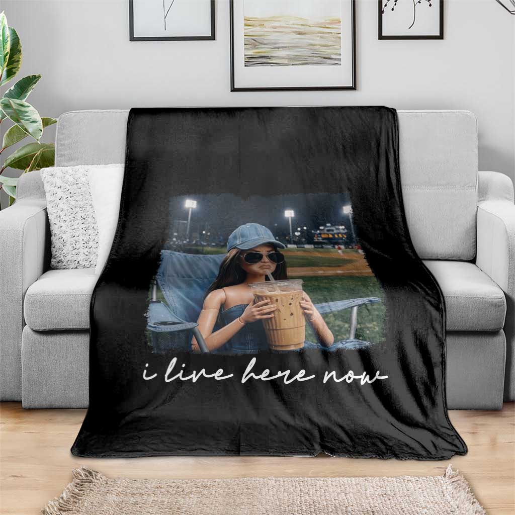 I Live Here Now Funny Doll Face Meme Baseball Lover Throw Blanket Game Day Reaction Sports Fan Gift TS02 Print Your Wear