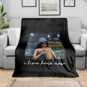 I Live Here Now Funny Doll Face Meme Baseball Lover Throw Blanket Game Day Reaction Sports Fan Gift TS02 Print Your Wear