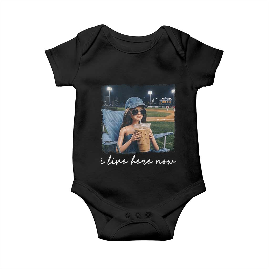 I Live Here Now Funny Doll Face Meme Baseball Lover Baby Onesie Game Day Reaction Sports Fan Gift TS02 Black Print Your Wear