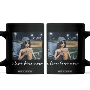 I Live Here Now Funny Doll Face Meme Baseball Lover Coffee Mug Game Day Reaction Sports Fan Gift TS02 Black Print Your Wear