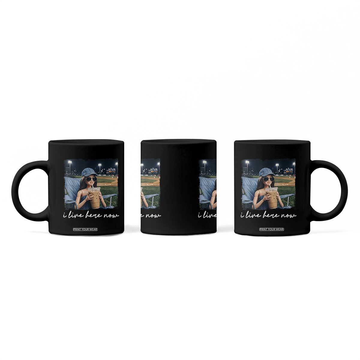 I Live Here Now Funny Doll Face Meme Baseball Lover Coffee Mug Game Day Reaction Sports Fan Gift TS02 Print Your Wear