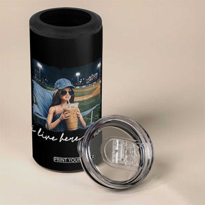 I Live Here Now Funny Doll Face Meme Baseball Lover 4 in 1 Can Cooler Tumbler Game Day Reaction Sports Fan Gift TS02 Print Your Wear