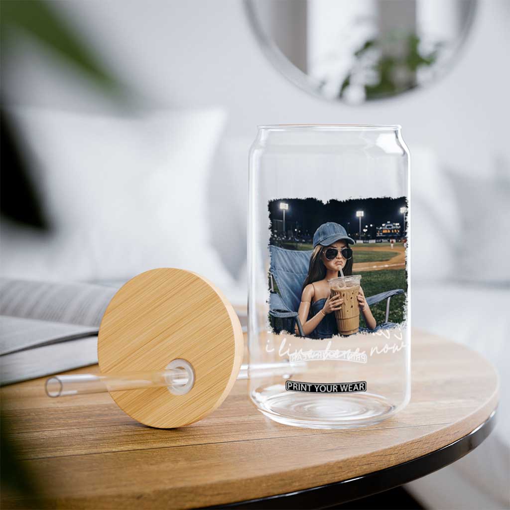 I Live Here Now Funny Doll Face Meme Baseball Lover Glass Can Game Day Reaction Sports Fan Gift TS02 Print Your Wear