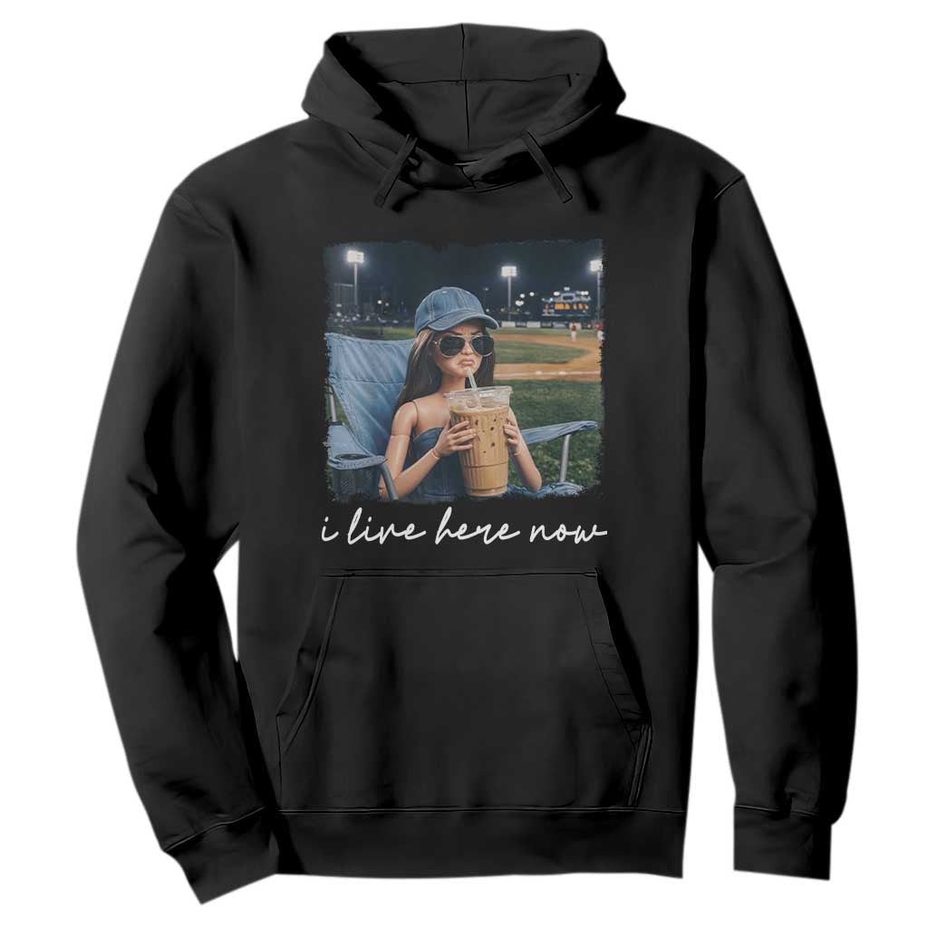 I Live Here Now Funny Doll Face Meme Baseball Lover Hoodie Game Day Reaction Sports Fan Gift TS02 Black Print Your Wear