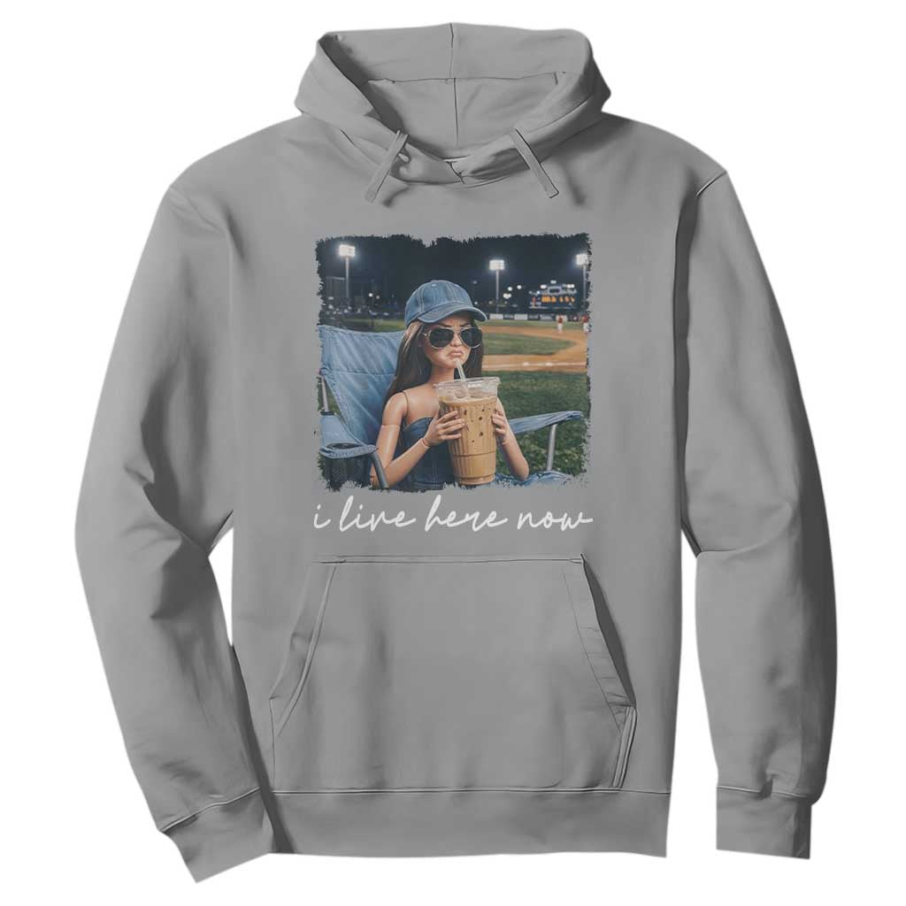 I Live Here Now Funny Doll Face Meme Baseball Lover Hoodie Game Day Reaction Sports Fan Gift TS02 Sport Gray Print Your Wear