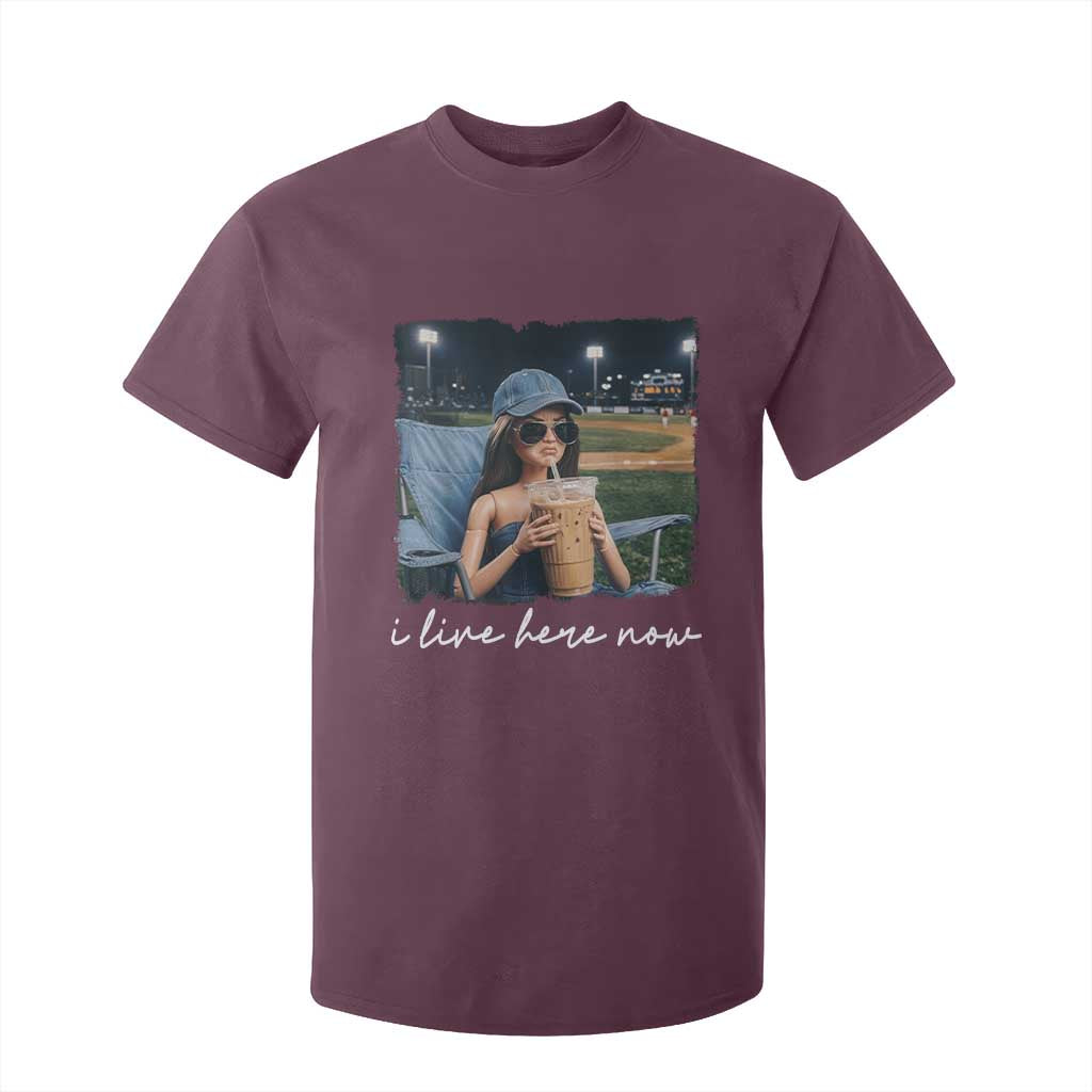 I Live Here Now Funny Doll Face Meme Baseball Lover T Shirt For Kid Game Day Reaction Sports Fan Gift TS02 Maroon Print Your Wear