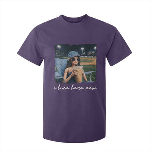 I Live Here Now Funny Doll Face Meme Baseball Lover T Shirt For Kid Game Day Reaction Sports Fan Gift TS02 Purple Print Your Wear