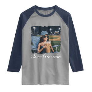 I Live Here Now Funny Doll Face Meme Baseball Lover Raglan Shirt Game Day Reaction Sports Fan Gift TS02 Sport Gray Navy Print Your Wear