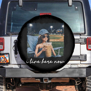 I Live Here Now Funny Doll Face Meme Baseball Lover Spare Tire Cover Game Day Reaction Sports Fan Gift TS02 No hole Black Print Your Wear