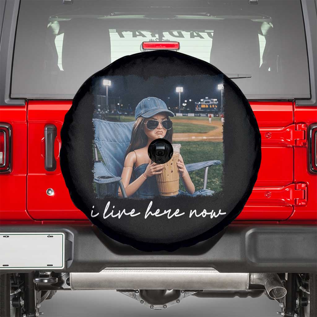 I Live Here Now Funny Doll Face Meme Baseball Lover Spare Tire Cover Game Day Reaction Sports Fan Gift TS02 Black Print Your Wear