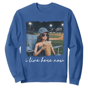 I Live Here Now Funny Doll Face Meme Baseball Lover Sweatshirt Game Day Reaction Sports Fan Gift TS02 Royal Blue Print Your Wear