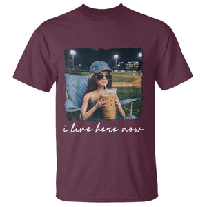 I Live Here Now Funny Doll Face Meme Baseball Lover T Shirt Game Day Reaction Sports Fan Gift TS02 Maroon Print Your Wear