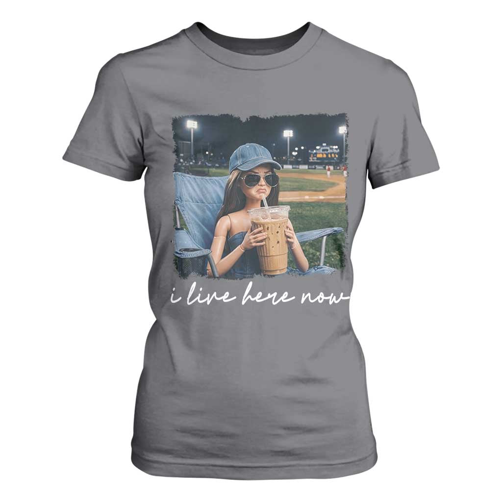 I Live Here Now Funny Doll Face Meme Baseball Lover T Shirt For Women Game Day Reaction Sports Fan Gift TS02 Charcoal Print Your Wear