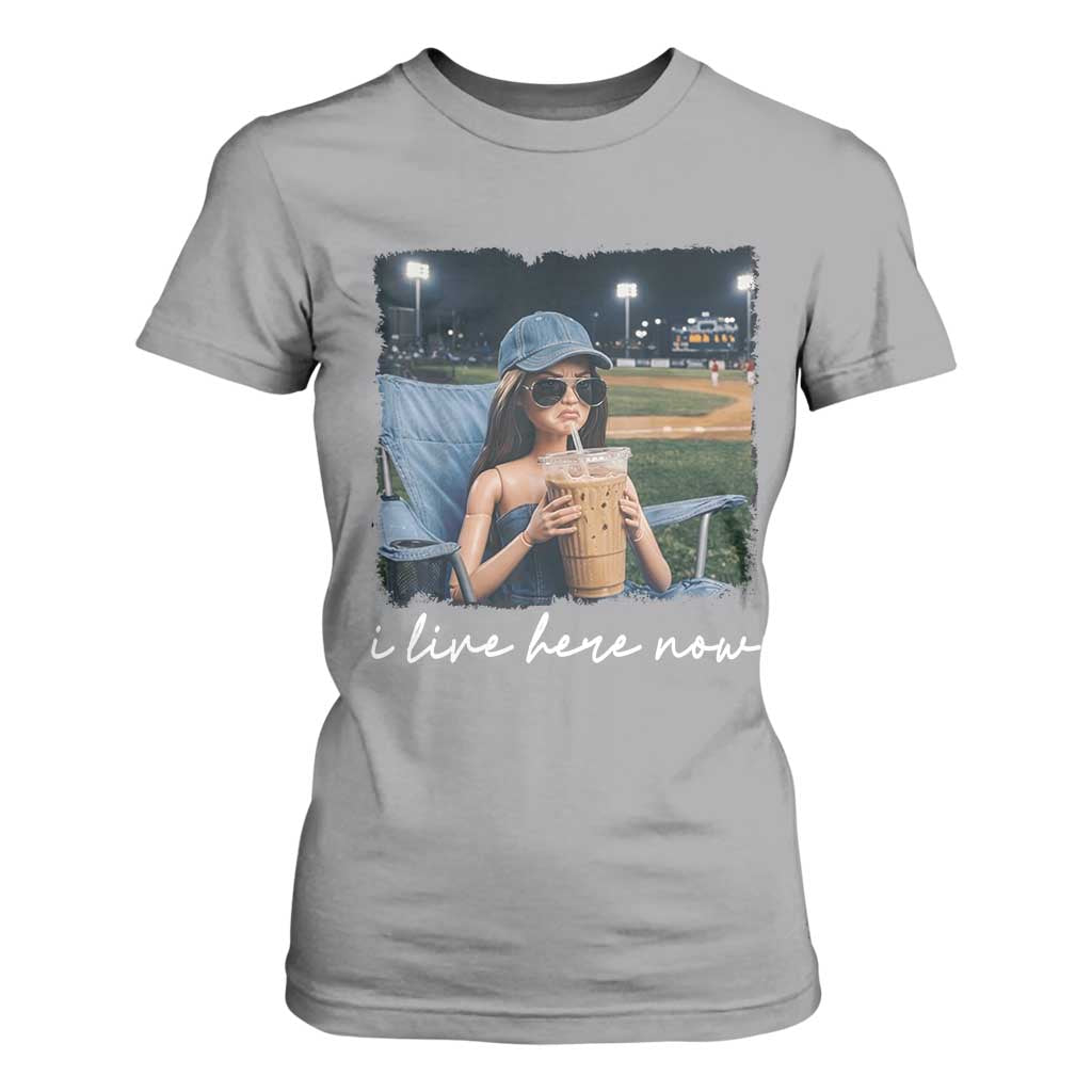 I Live Here Now Funny Doll Face Meme Baseball Lover T Shirt For Women Game Day Reaction Sports Fan Gift TS02 Sport Gray Print Your Wear