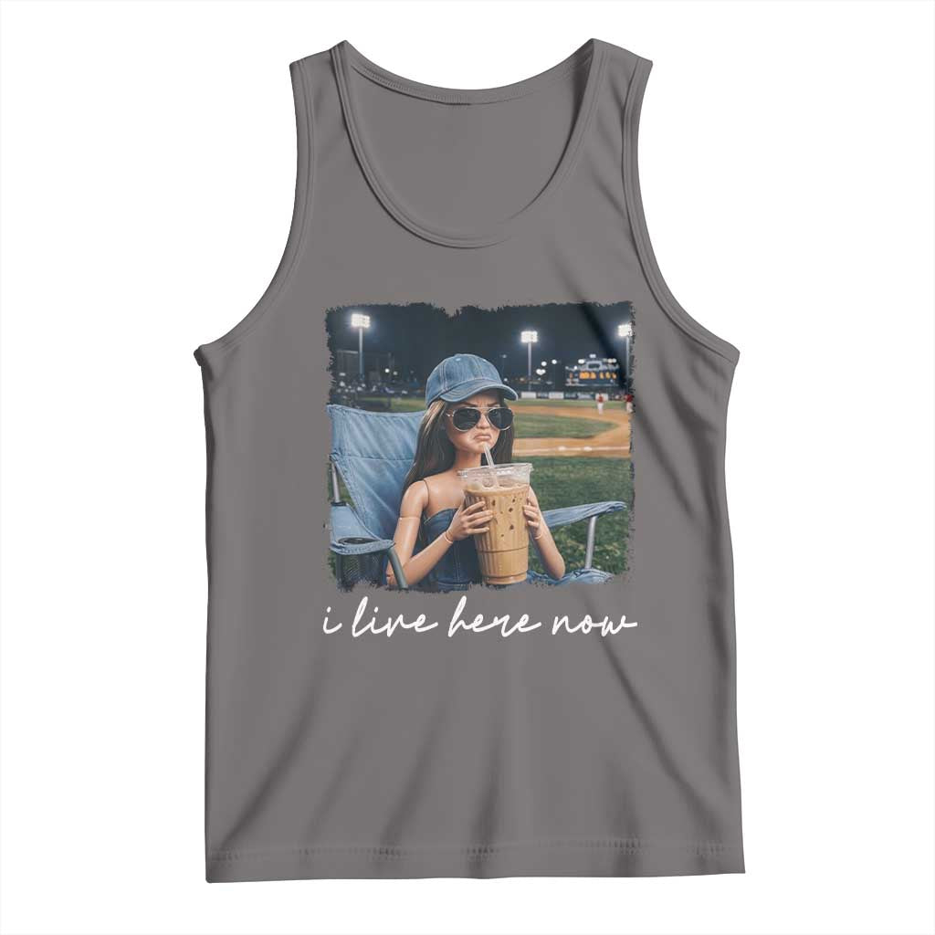 I Live Here Now Funny Doll Face Meme Baseball Lover Tank Top Game Day Reaction Sports Fan Gift TS02 Deep Heather Print Your Wear