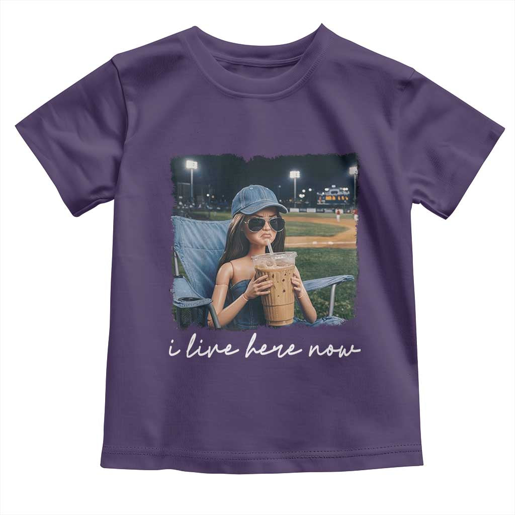 I Live Here Now Funny Doll Face Meme Baseball Lover Toddler T Shirt Game Day Reaction Sports Fan Gift TS02 Purple Print Your Wear