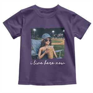 I Live Here Now Funny Doll Face Meme Baseball Lover Toddler T Shirt Game Day Reaction Sports Fan Gift TS02 Purple Print Your Wear
