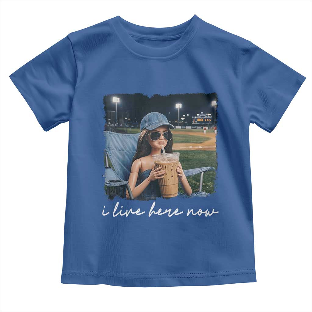 I Live Here Now Funny Doll Face Meme Baseball Lover Toddler T Shirt Game Day Reaction Sports Fan Gift TS02 Royal Blue Print Your Wear