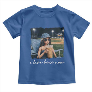 I Live Here Now Funny Doll Face Meme Baseball Lover Toddler T Shirt Game Day Reaction Sports Fan Gift TS02 Royal Blue Print Your Wear