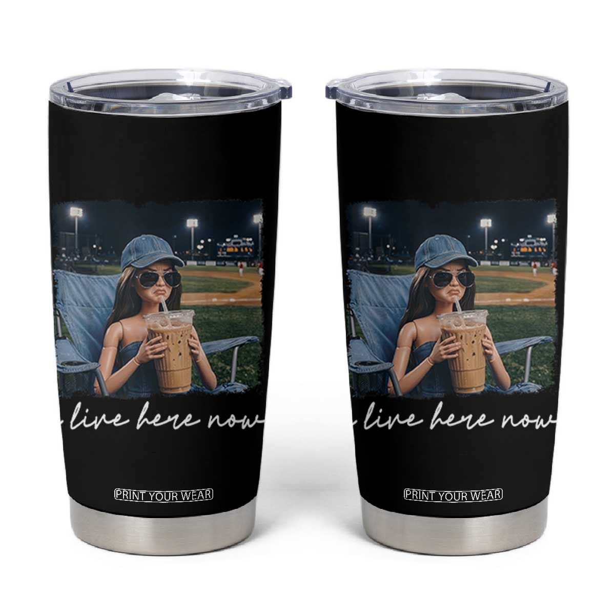 I Live Here Now Funny Doll Face Meme Baseball Lover Tumbler Cup Game Day Reaction Sports Fan Gift TS02 Black Print Your Wear