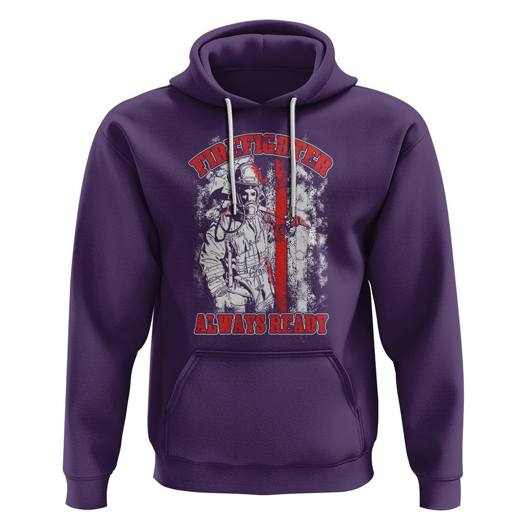 Firefighter Hoodie Always Ready Fireman American Flag Thin Red Line TS02 Purple Printyourwear