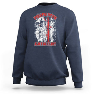 Firefighter Sweatshirt Always Ready Fireman American Flag Thin Red Line TS02 Navy Printyourwear