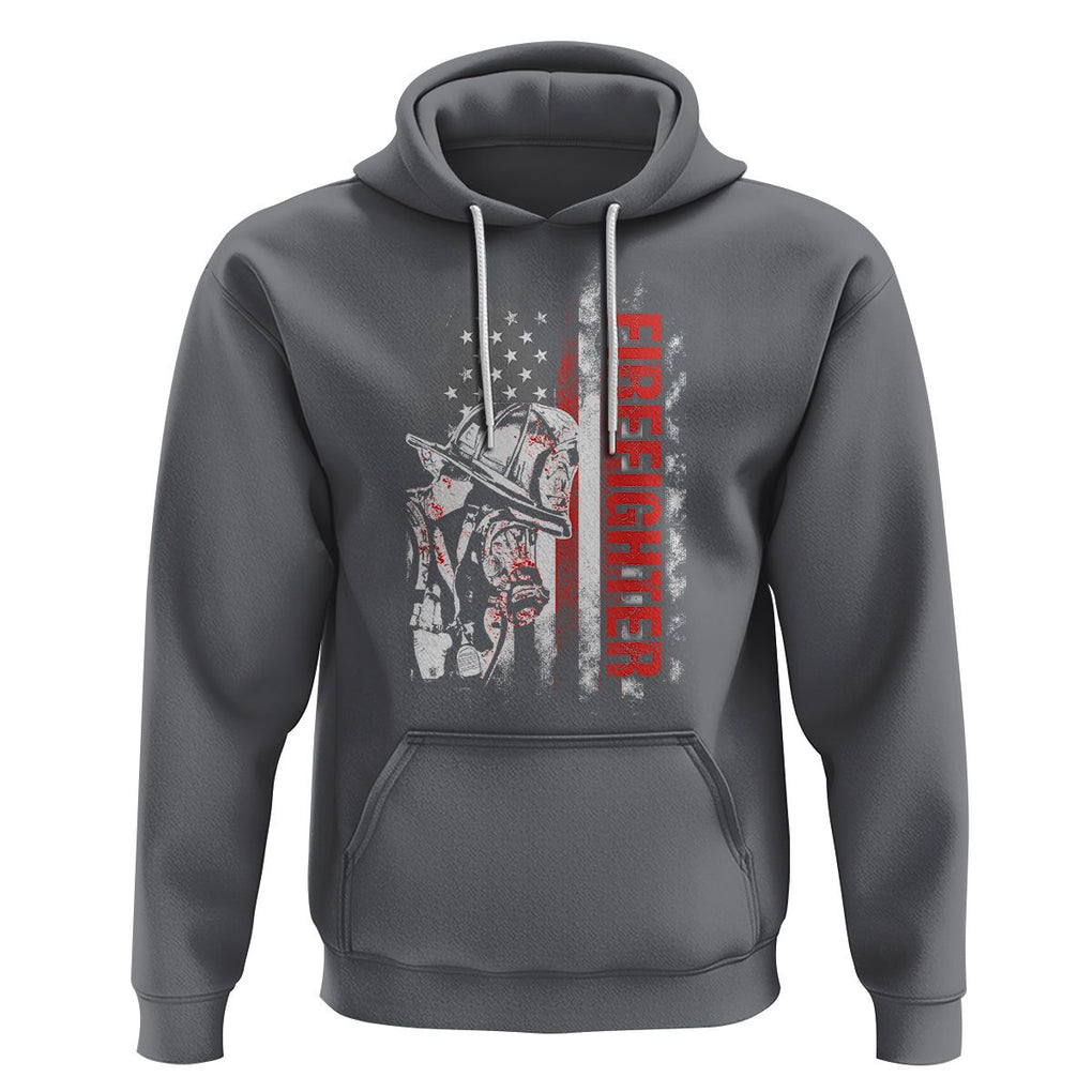 Firefighter Hoodie Fireman American Flag Thin Red Line Firefighter TS02 Charcoal Printyourwear