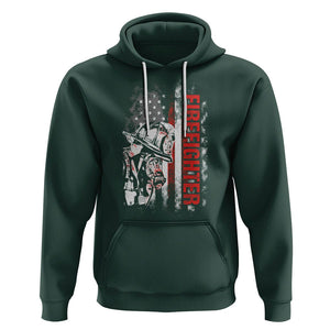 Firefighter Hoodie Fireman American Flag Thin Red Line Firefighter TS02 Dark Forest Green Printyourwear