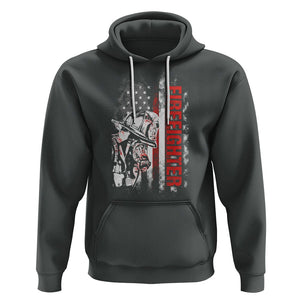 Firefighter Hoodie Fireman American Flag Thin Red Line Firefighter TS02 Dark Heather Printyourwear